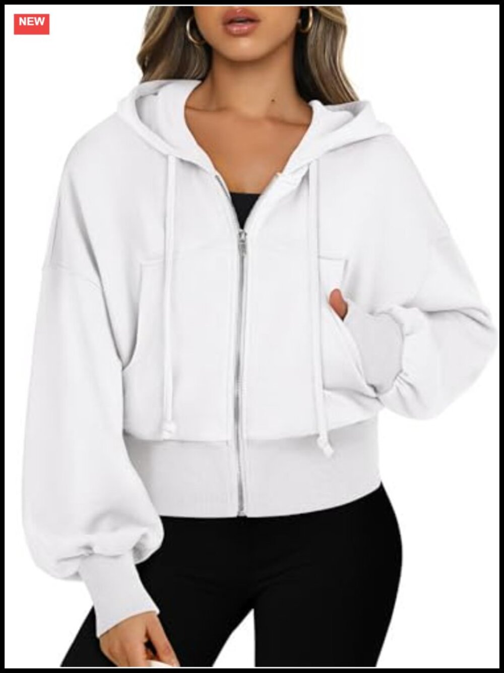 Women's Cropped Zip Up Hoodie Sweatshirt with Pockets Long Sleeve